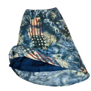 Vintage Rag Womens Black Pull On Elastic Waist Flag Snake Skin Blue Skirt